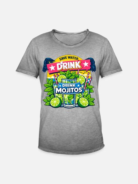 Save the water, drink Mojitos - Men's Vintage T-Shirt - vintage grey