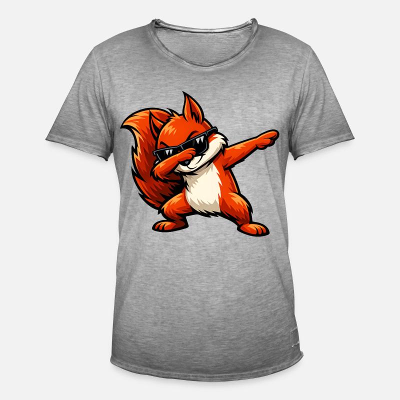 Dabbing Rotes Eichhörnchen - Männer Vintage T-Shirt - Vintage Grau