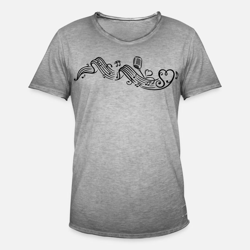 Notenblatt mit microphon, music, notes, clef - Männer Vintage T-Shirt - Vintage Grau