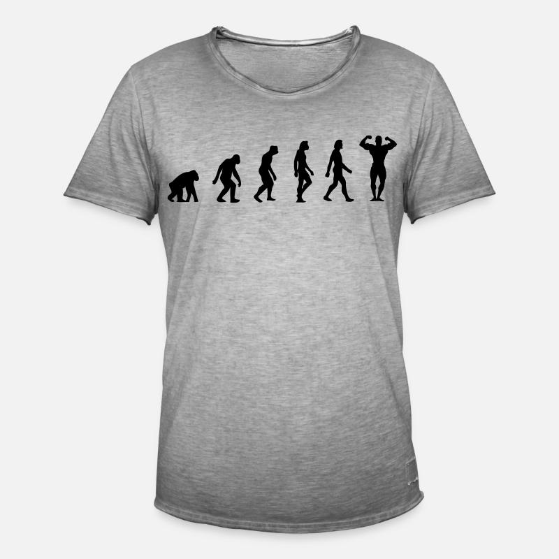 Die Evolution von Bodybuilding - Männer Vintage T-Shirt - Vintage Grau