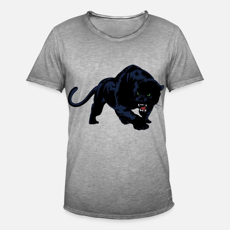 Schwarzer Panther oder Jaguar Wildkatze - Männer Vintage T-Shirt - Vintage Grau