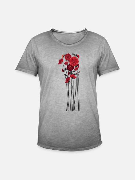 Pebble Flowers Illustration - Men's Vintage T-Shirt - vintage grey