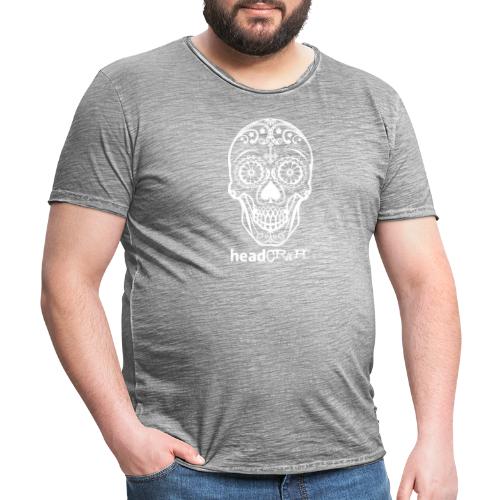 Skull & Logo white - Männer Vintage T-Shirt