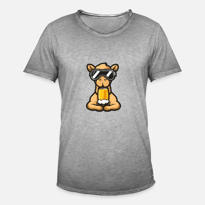Kamel Apres Ski Bier Comic - Männer Vintage T-Shirt - Vintage Grau