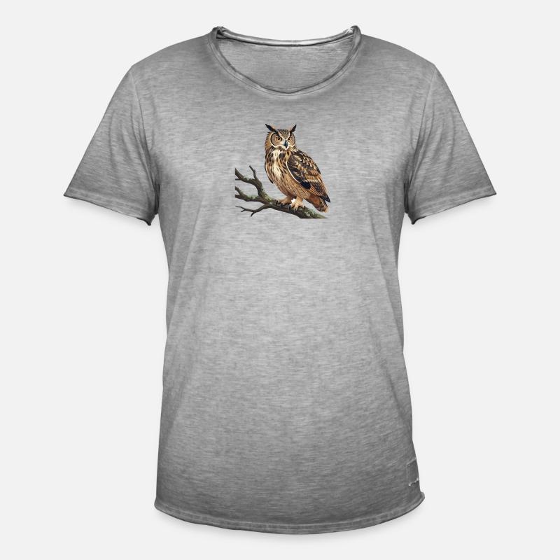 Uhu Eule - Männer Vintage T-Shirt - Vintage Grau