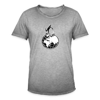 Globe Scooter Zeichnung Reise - Männer Vintage T-Shirt - Vintage Grau - Vorne - Jose (178cm)