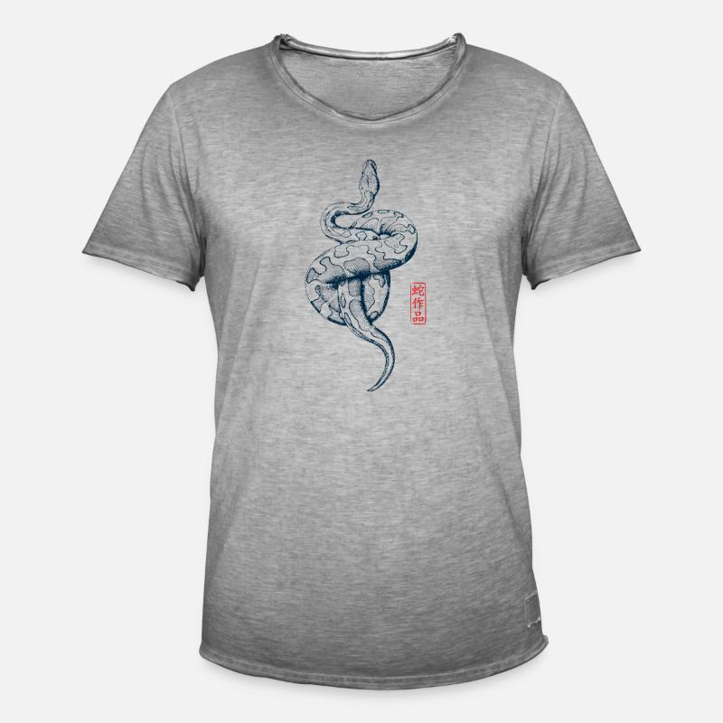 Python mit Kanji Stempel - Männer Vintage T-Shirt - Vintage Grau