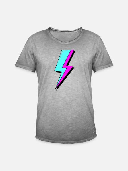 Psychedelic Neon Lightning - Men's Vintage T-Shirt - vintage grey