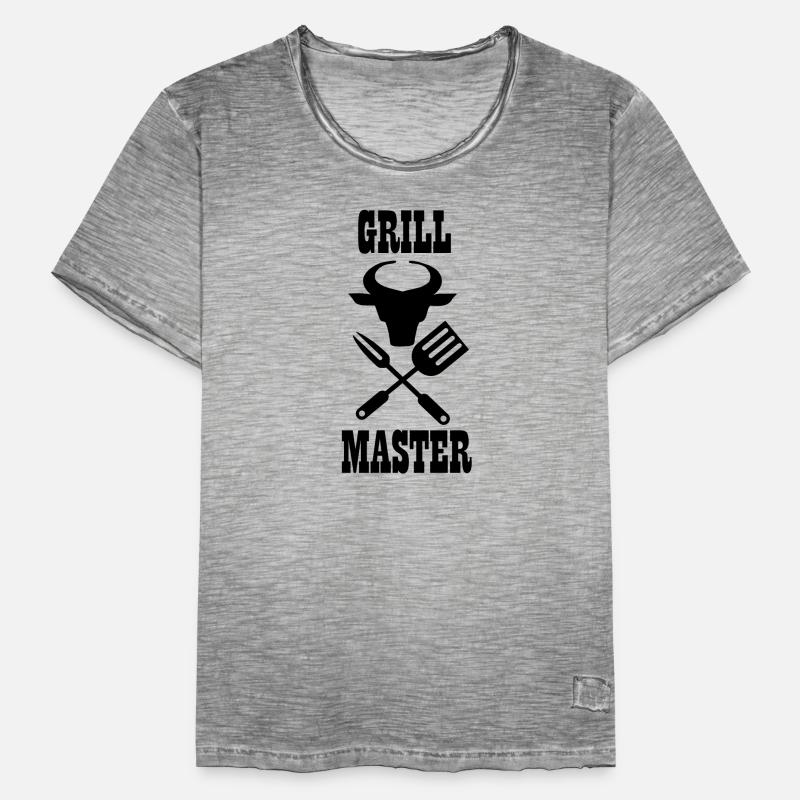 Taureau de couverts barbecue et texte 'Grill master' T-shirt vintage Homme