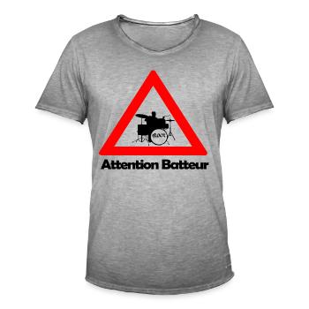 Warning drummer - Men's Vintage T-Shirt - vintage grey - Front - Jose (178cm)