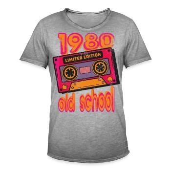 1980 Old school retro vintage - T-shirt vintage Homme - vintage gris - Devant - Jose (178cm)