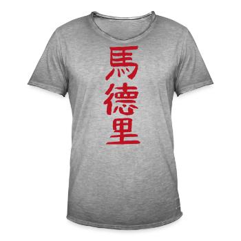 Madrid / In Chinese - Men's Vintage T-Shirt - vintage grey - Front - Jose (178cm)