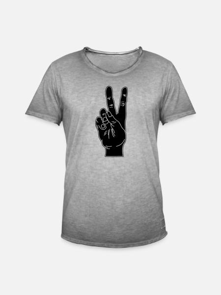 Black hand gesture peace - Men's Vintage T-Shirt - vintage grey