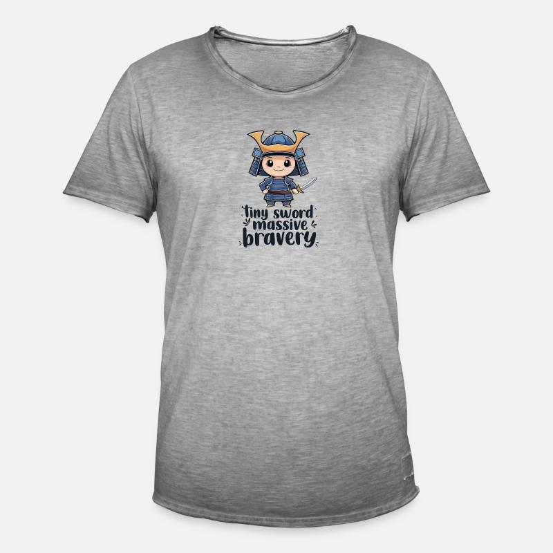 Chibi-Samurai - Männer Vintage T-Shirt - Vintage Grau