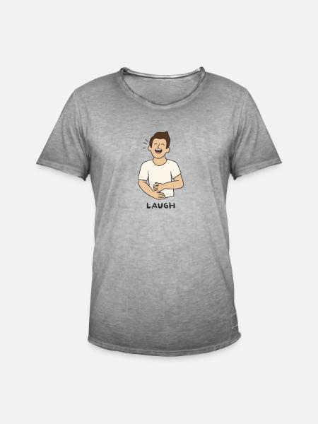 Einfach Lachen - Männer Vintage T-Shirt - Vintage Grau