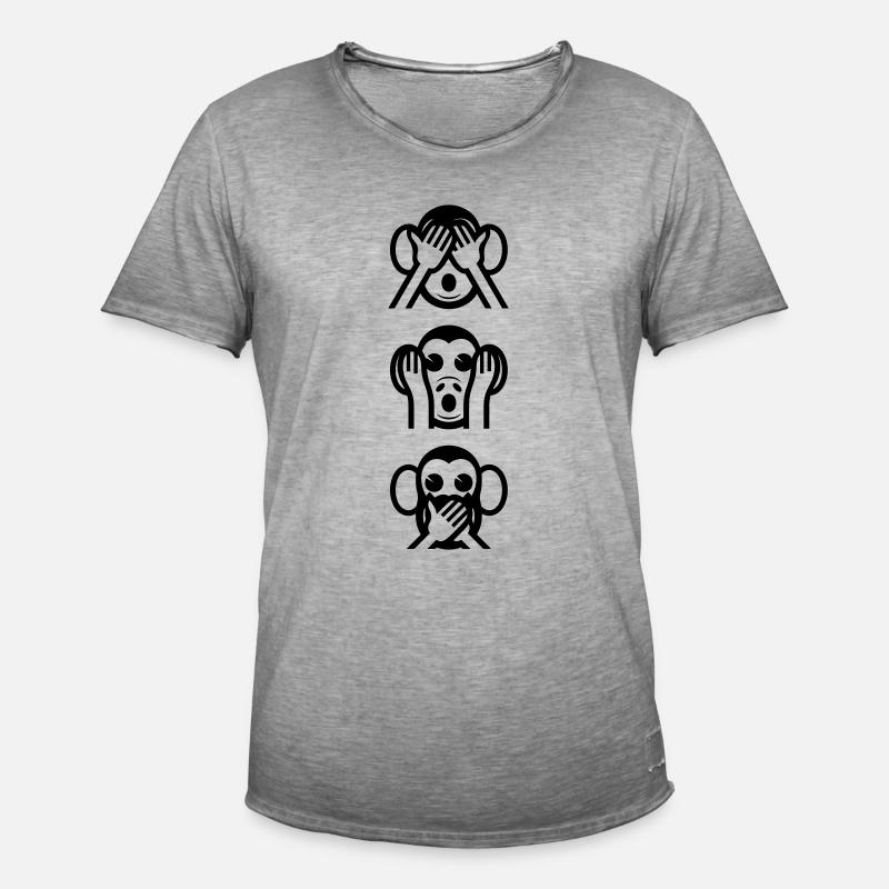 Three Wise Monkeys Vertical - Men's Vintage T-Shirt - vintage grey