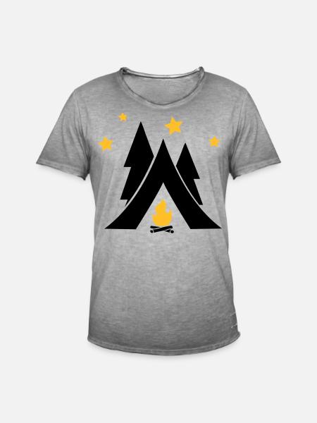 Zelt - Männer Vintage T-Shirt - Vintage Grau