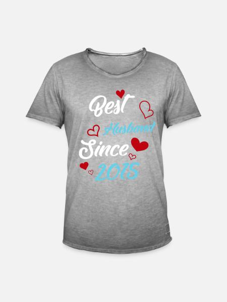 Best Husband Since 2015 Wedding - Men's Vintage T-Shirt - vintage grey