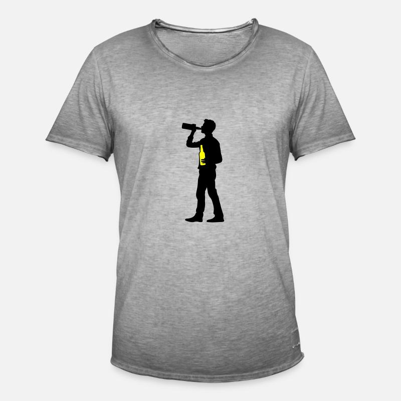 Trinker Bier - Männer Vintage T-Shirt - Vintage Grau