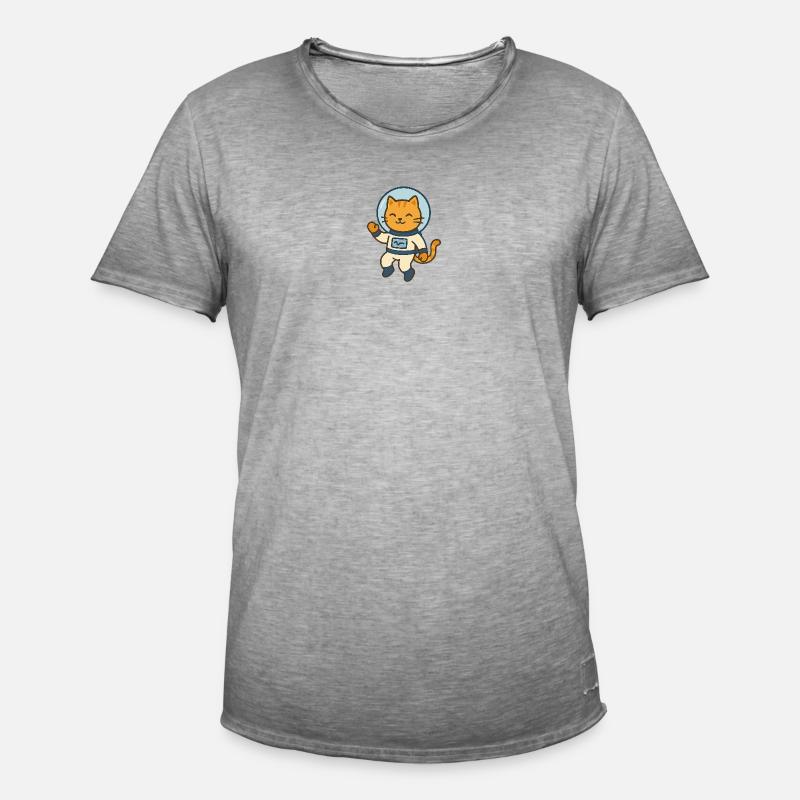 Astrokatze - Männer Vintage T-Shirt - Vintage Grau
