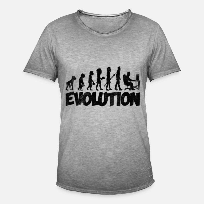 Computer Nerd Evolution - Männer Vintage T-Shirt - Vintage Grau