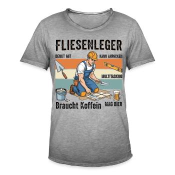 The tiler - Men's Vintage T-Shirt - vintage grey - Front - Jose (178cm)
