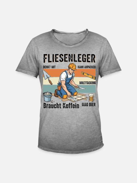 Der Fliesenleger - Männer Vintage T-Shirt - Vintage Grau
