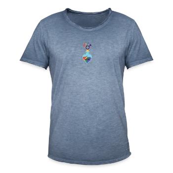 Bouteille Love Wins - T-shirt vintage Homme - vintage bleu jeans - Devant - Jose (178cm)