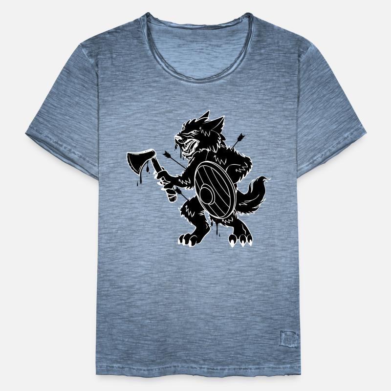 Wikinger Geschenkidee Mann Wolf Krieger Wikinger Männer Vintage T-Shirt