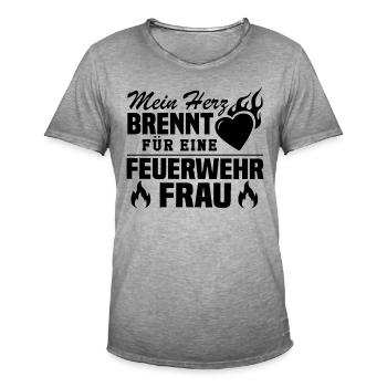 Mein Herz brennt für eine Feuerwehrfrau - Männer Vintage T-Shirt - Vintage Grau - Vorne - Jose (178cm)