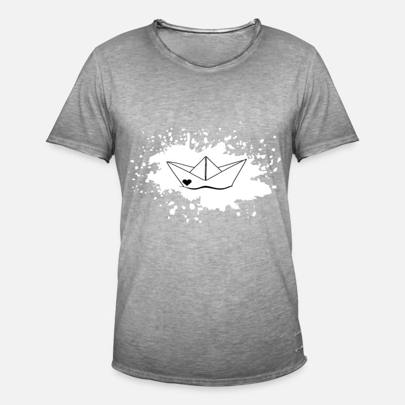 Farbklecks Schiffchen - Männer Vintage T-Shirt - Vintage Grau