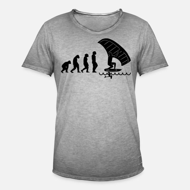 Wingfoil-Surfer Wingfoiling Hydrofoil Evolution - Männer Vintage T-Shirt - Vintage Grau