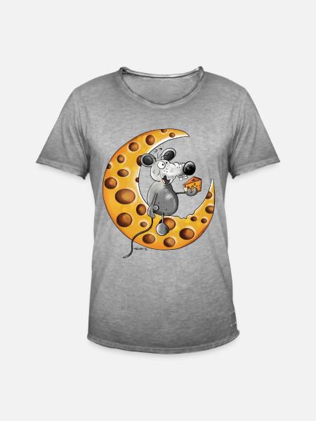 The Mouse Love Cheese - Men's Vintage T-Shirt - vintage grey