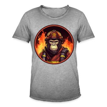 Affen Feuerwehr - Männer Vintage T-Shirt - Vintage Grau - Vorne - Jose (178cm)