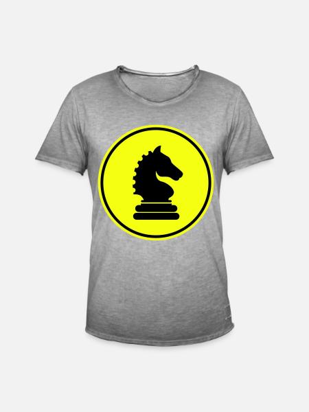Pferd Schachfigur - Männer Vintage T-Shirt - Vintage Grau