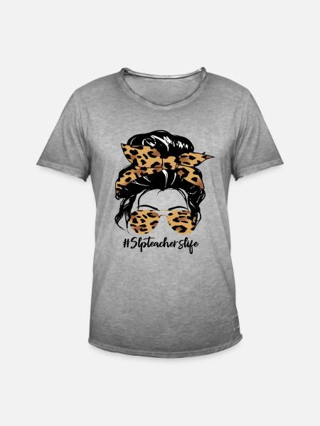 Leopard Bow Hair & Sunglasses - Men's Vintage T-Shirt - vintage grey