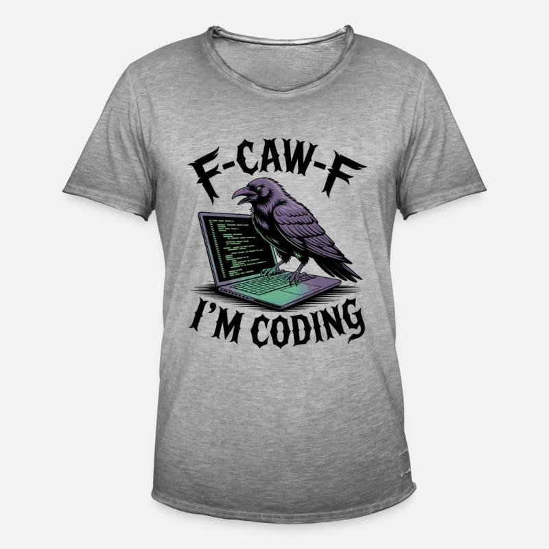 RabenCoder: Code Raven on the laptop - Men's Vintage T-Shirt - vintage grey