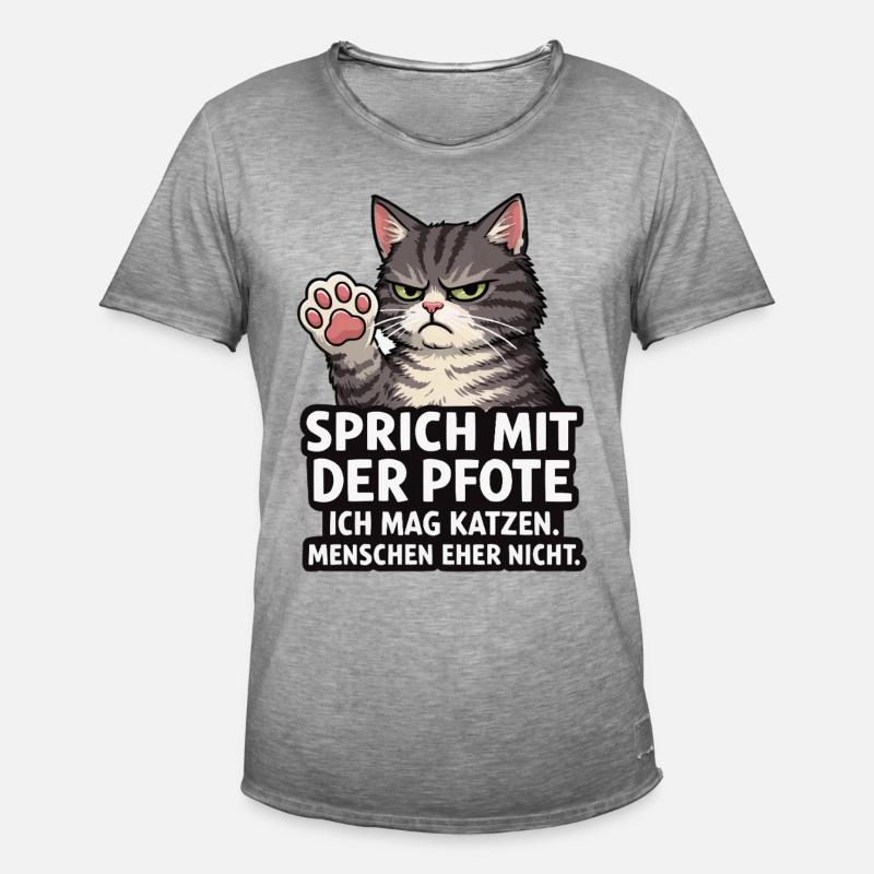 Sprich mit der Pfote – Grumpy Katze - Men's Vintage T-Shirt - vintage grey