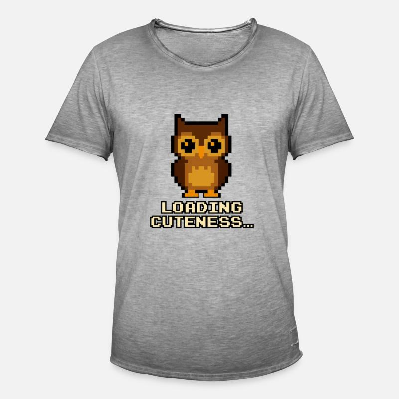 Pixel Eulen Loading Cuteness - Männer Vintage T-Shirt - Vintage Grau