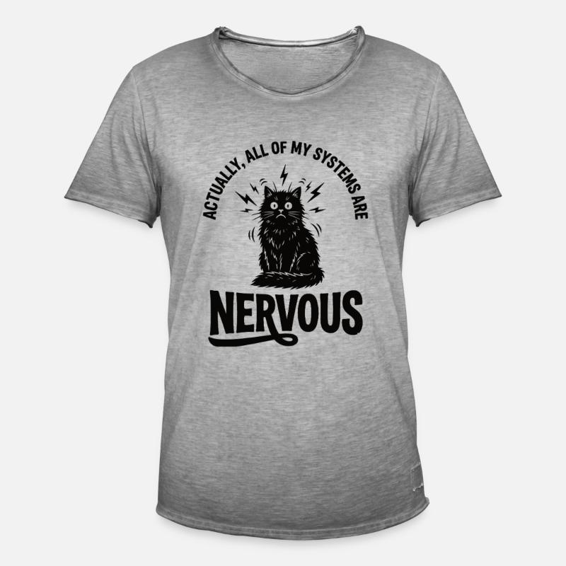 Echte Ironie Katze Nervensystem Statement - Männer Vintage T-Shirt - Vintage Grau