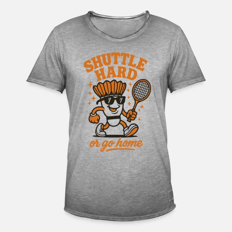 Shuttle Hard | Badminton Motivation Spruch - Männer Vintage T-Shirt - Vintage Grau