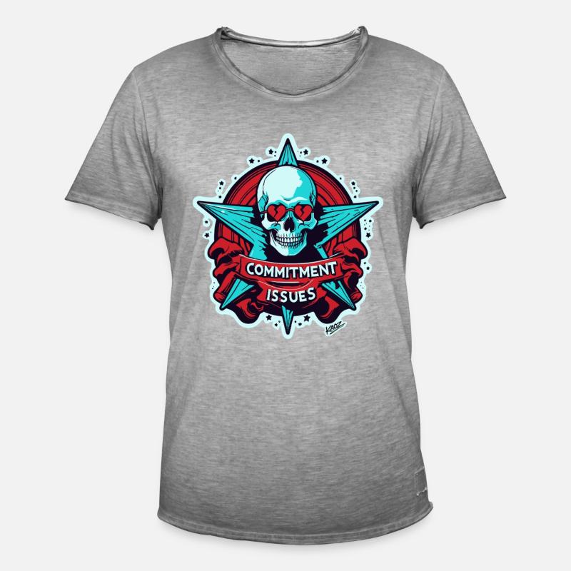 Commitment Issues Skull Badge - Men's Vintage T-Shirt - vintage grey