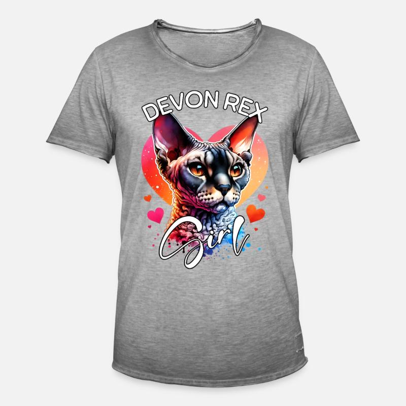 Devon Rex Mädchen Devon Rex - Männer Vintage T-Shirt - Vintage Grau