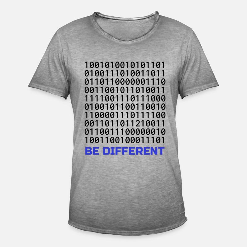 Be Different: Binary Pattern with Message - Men's Vintage T-Shirt - vintage grey