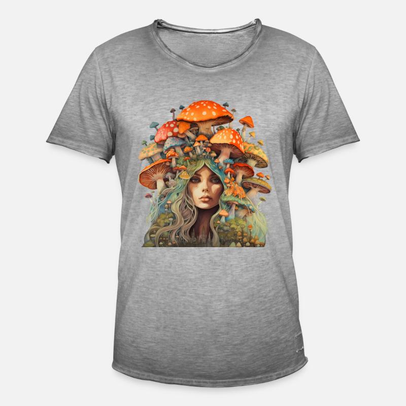 Mutter der Fliegenpilze - Mutter Erde - Männer Vintage T-Shirt - Vintage Grau