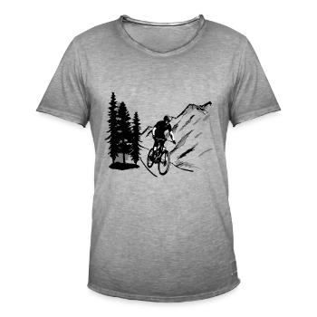 Mountainbiking, Mountainbiker, Mountainbiken - Männer Vintage T-Shirt - Vintage Grau - Vorne