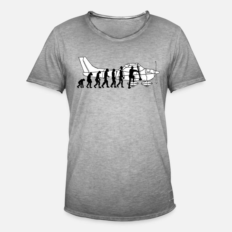 Evolution Piloten Pilot Flugzeug fliegen - Männer Vintage T-Shirt - Vintage Grau