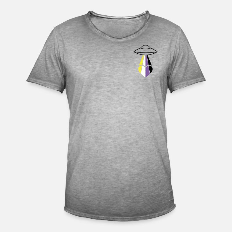 Non Binary Pride Ufo - Männer Vintage T-Shirt - Vintage Grau