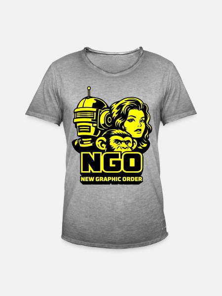 NGO Neon Pop Retro Portraits - Men's Vintage T-Shirt - vintage grey