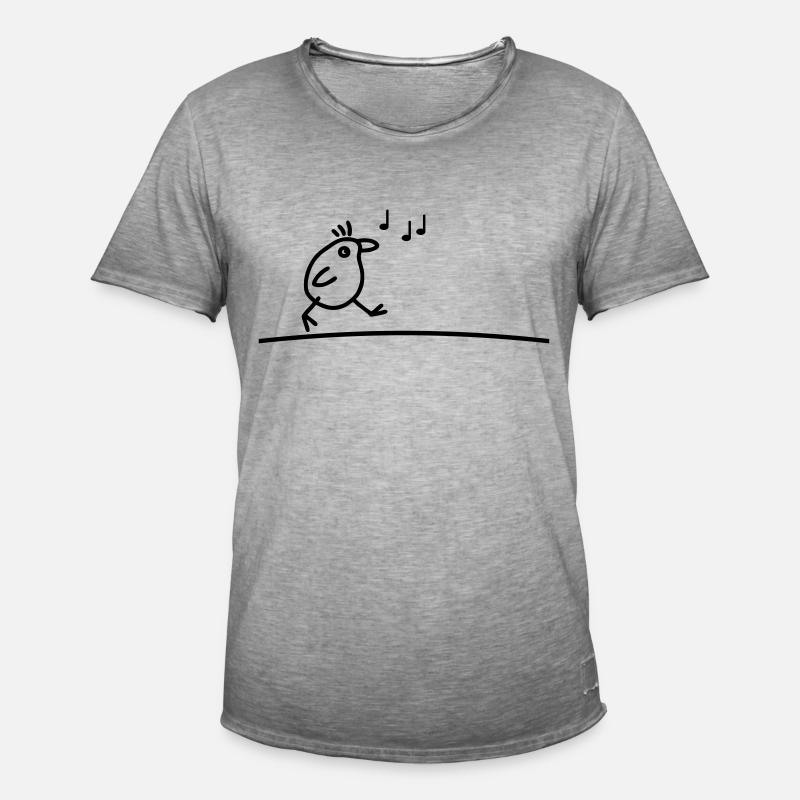 Singender Vogel - Männer Vintage T-Shirt - Vintage Grau